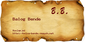 Balog Bende névjegykártya